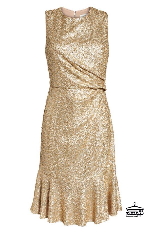 مدل لباس مجلسی با لمه طلایی