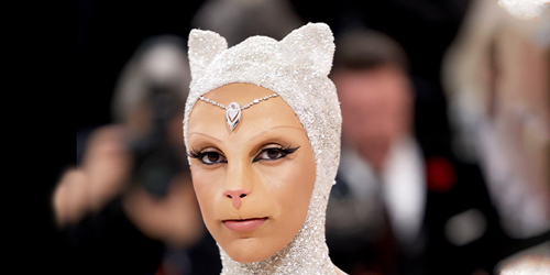 لباس و آرایش گربه‌ای خواننده مشهور در مت گالا؛ با گربه واقعی مو نمی‌زنه!