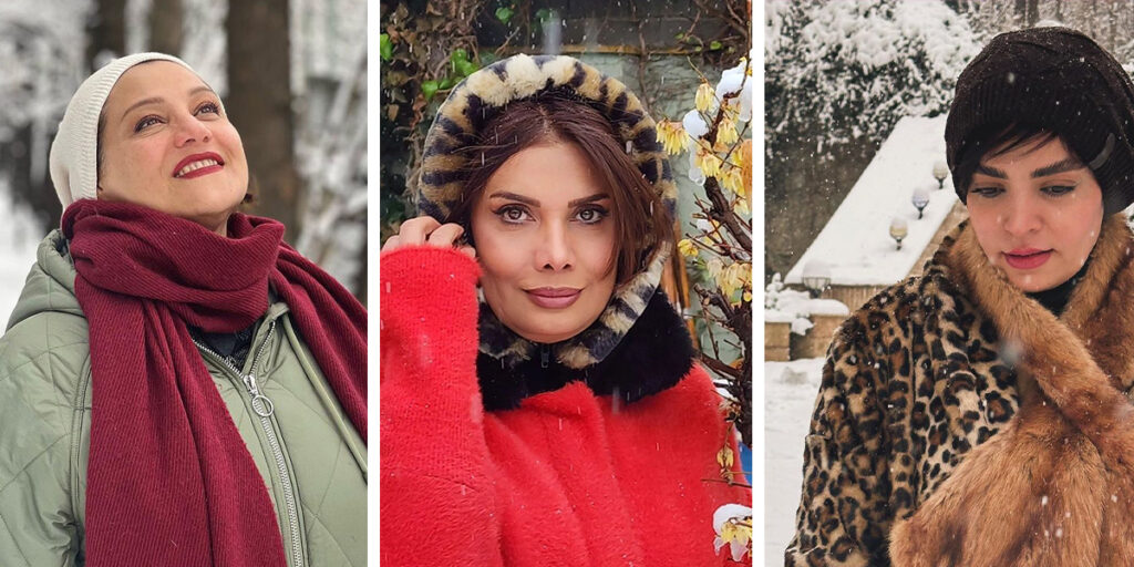 دلبری‌های رنگی بازیگران مشهور ایرانی در برف؛ استایل‌های مکش مرگ مای این 8 بازیگر ایرانی در برف را ببنید!