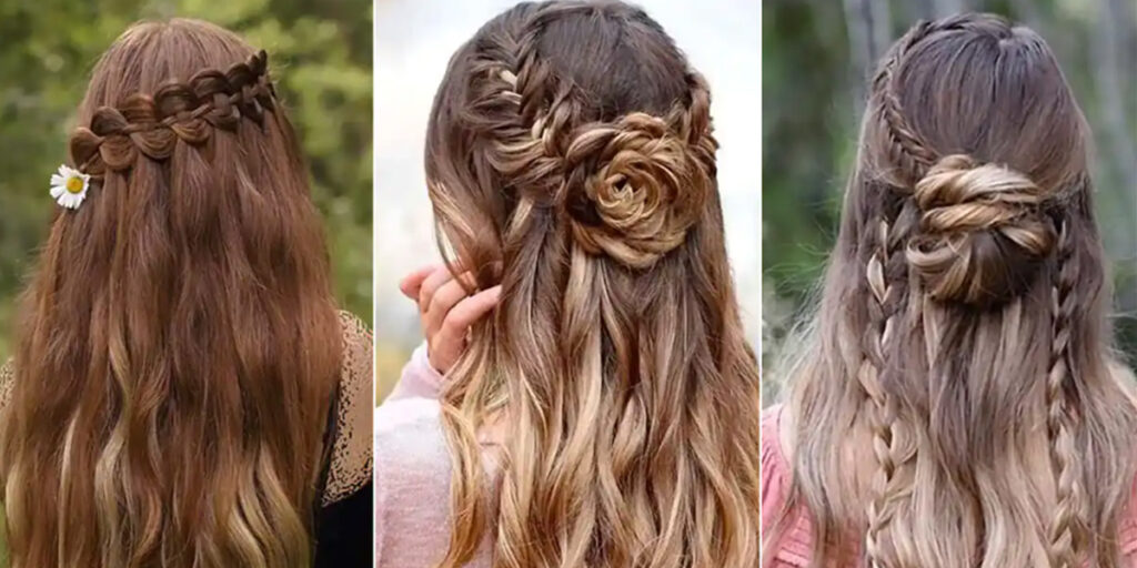 ۱۶ مدل بافت زیبا روی موی باز برای دختر خانم‌هایی که می‌خواهند هم موهایشان باز باشد و هم بافته شده باشد!