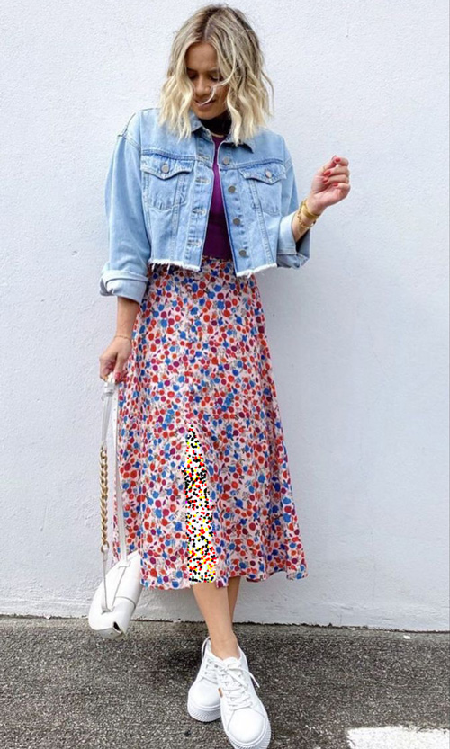 استایل تابستانی با کت جین و دامن