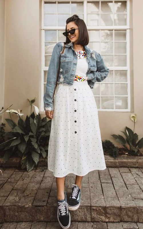 استایل تابستانی با کت جین و دامن