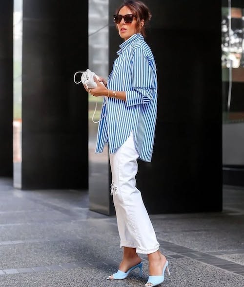 شومیز‌های راه‌راه آبی و سفید