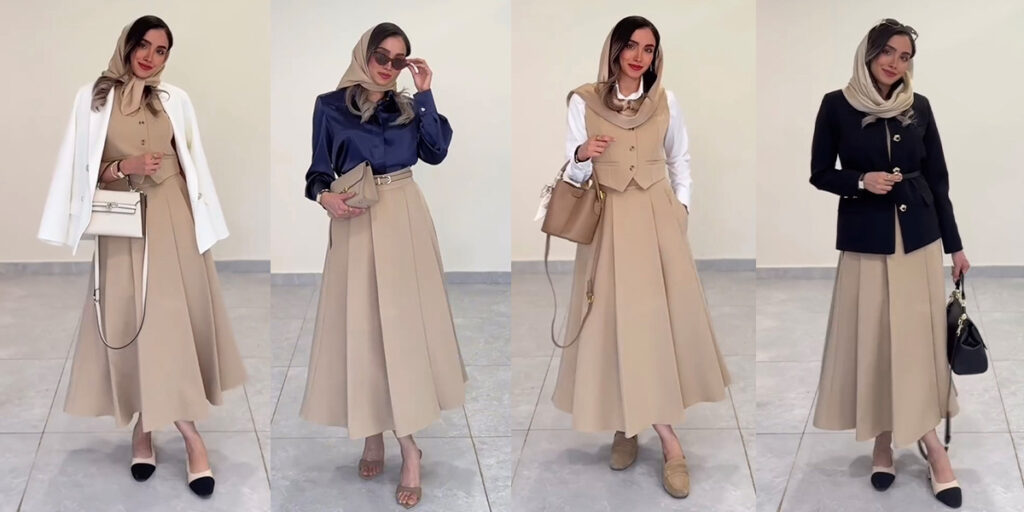 یک دامن و ۴ استایل متفاوت مجلسی؛ خانم‌های دم بخت ببینند