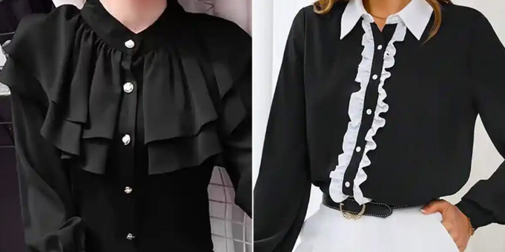 ۱۶ مدل شومیز مشکی مجلسی برای موقعیت‌هایی که می‌خواهید شیک و با وقار باشید