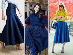 با این ۱۳ مدل دامن آبی‌رنگ در مهمانی‌ها شیک و منحصر‌به‌فرد باشید