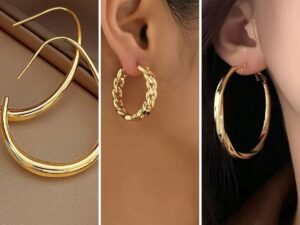 گوشواره حلقه‌ای ساده قدیمی شده، این مدل حلقه‌های متفاوت را انتخاب کنید