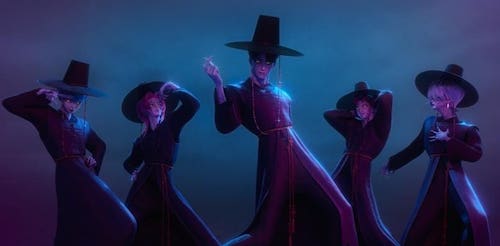 رنگ‌ها و لباس‌ها در انیمیشن شکارچیان شیطان کی‌پاپ