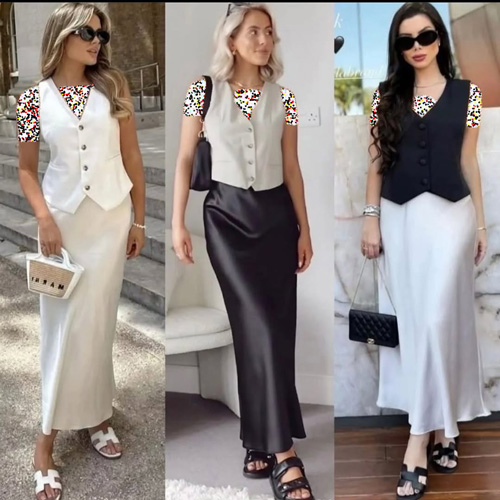 استایل با دامن ساتن