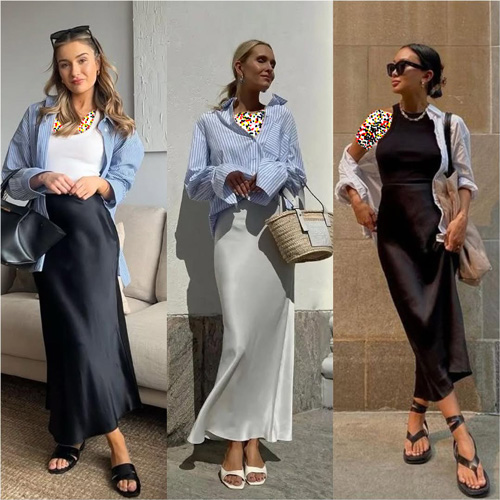 استایل با دامن ساتن