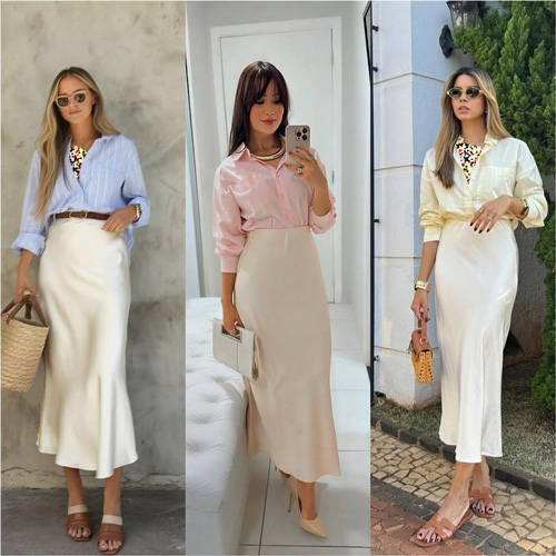 استایل با دامن ساتن