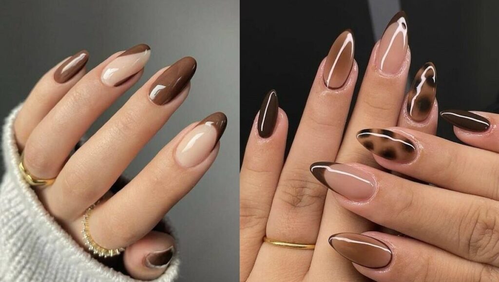 طرح ناخن قهوهای