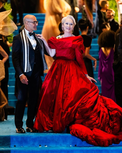 مریل استریپ در صحنه‌فیلمبرداری