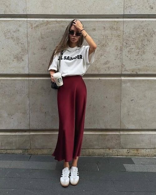 استایل با دامن ساتن