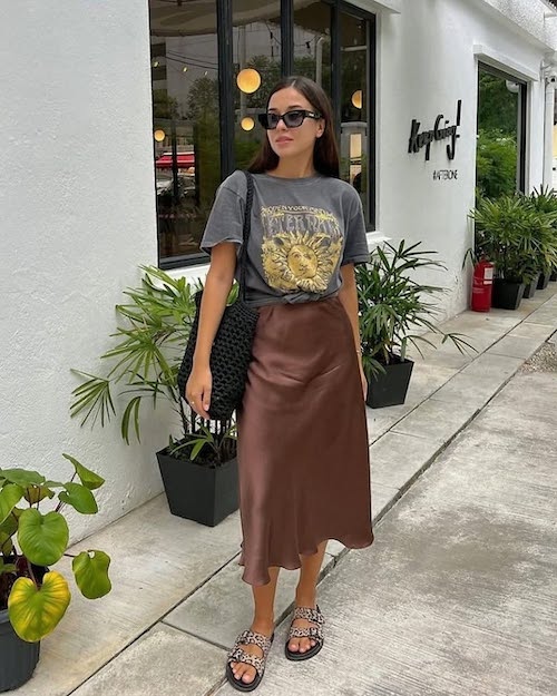 استایل با دامن ساتن