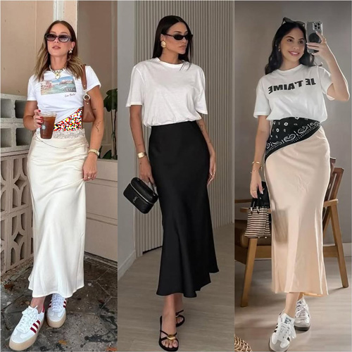 استایل با دامن ساتن