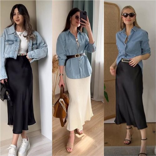 استایل با دامن ساتن