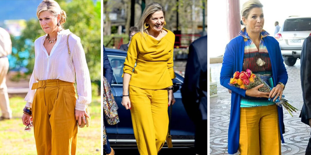 علاقه بی‌پایان ملکه ماکسیما به شلوار زرد و سلطنتی‌ترین استایل‌هایی که با این شلوار دیده‌اید