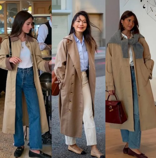 استایل با ترنچ‌کت بلند کرمی