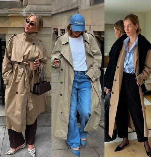 استایل با ترنچ‌کت بلند کرمی