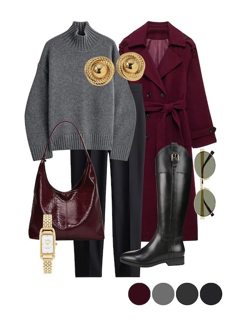 استایل پاییزی با رنگ بورگاندی