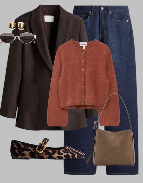 کت بلیزر قهوه‌ای در استایل پاییزی