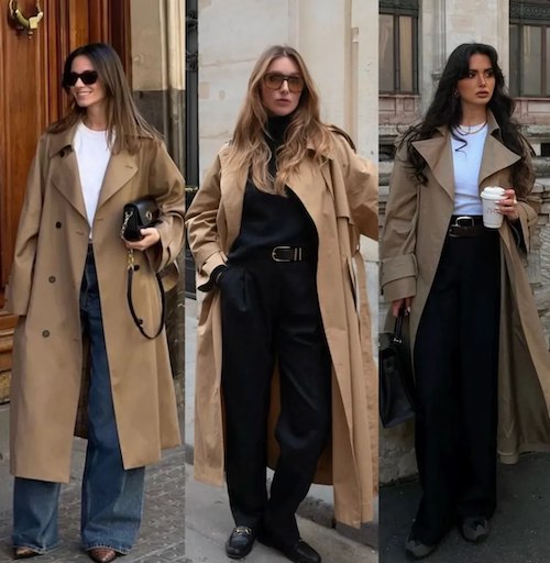 استایل با ترنچ‌کت بلند کرمی