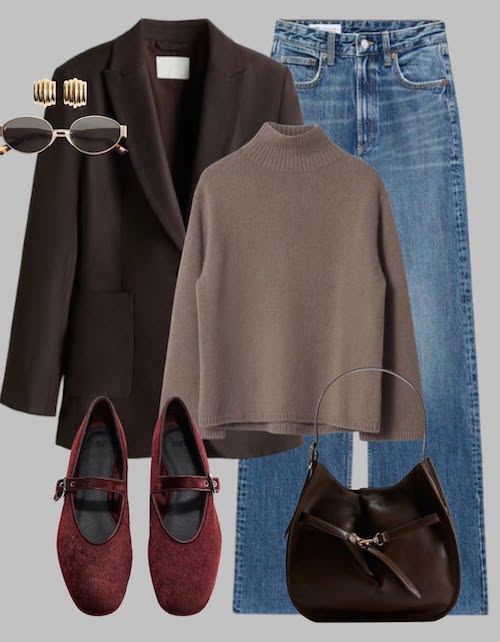 کت بلیزر قهوه‌ای در استایل پاییزی