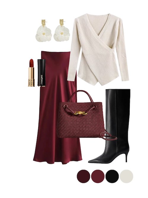 استایل پاییزی با رنگ بورگاندی