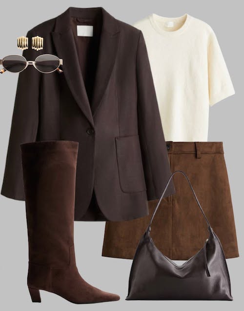 کت بلیزر قهوه‌ای در استایل پاییزی