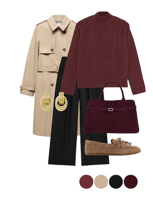 استایل پاییزی با رنگ بورگاندی