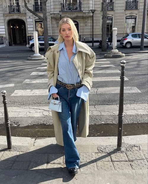 استایل با ترنچ‌کت بلند کرمی