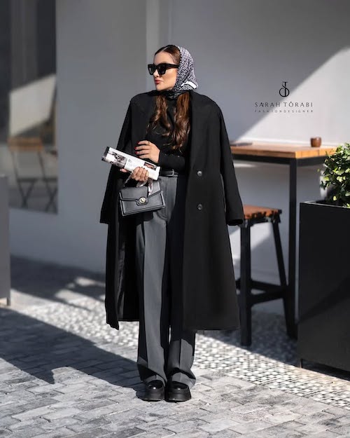 استایل پاییزی با پالتو بلند