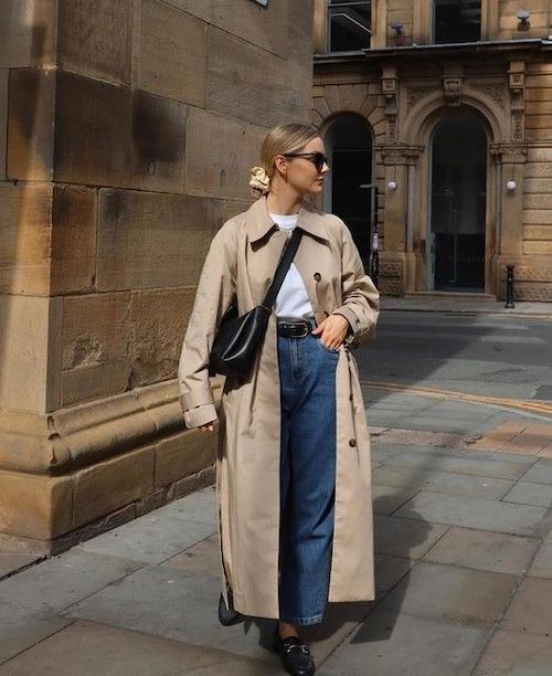 استایل با ترنچ‌کت بلند کرمی