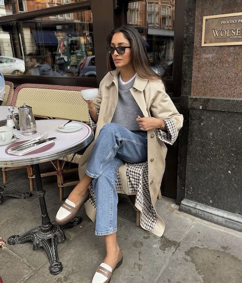 استایل با ترنچ‌کت بلند کرمی