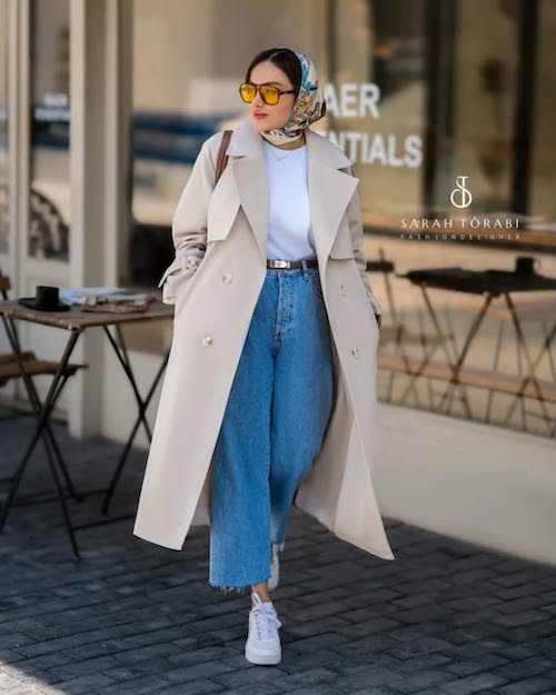 استایل پاییزی با پالتو بلند