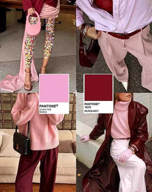 ترکیب صورتی و زرشکی در استایل پاییزی