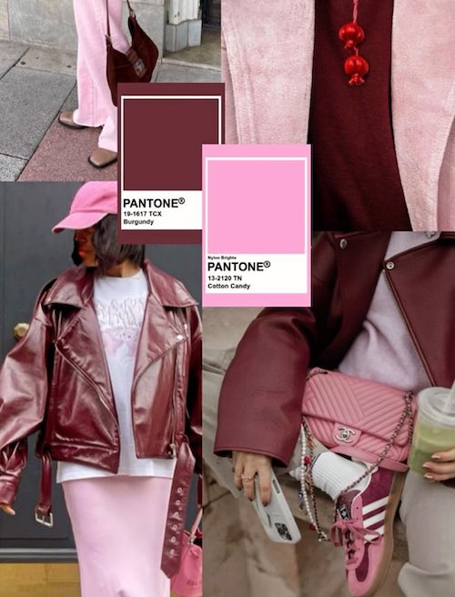 ترکیب صورتی و زرشکی در استایل پاییزی