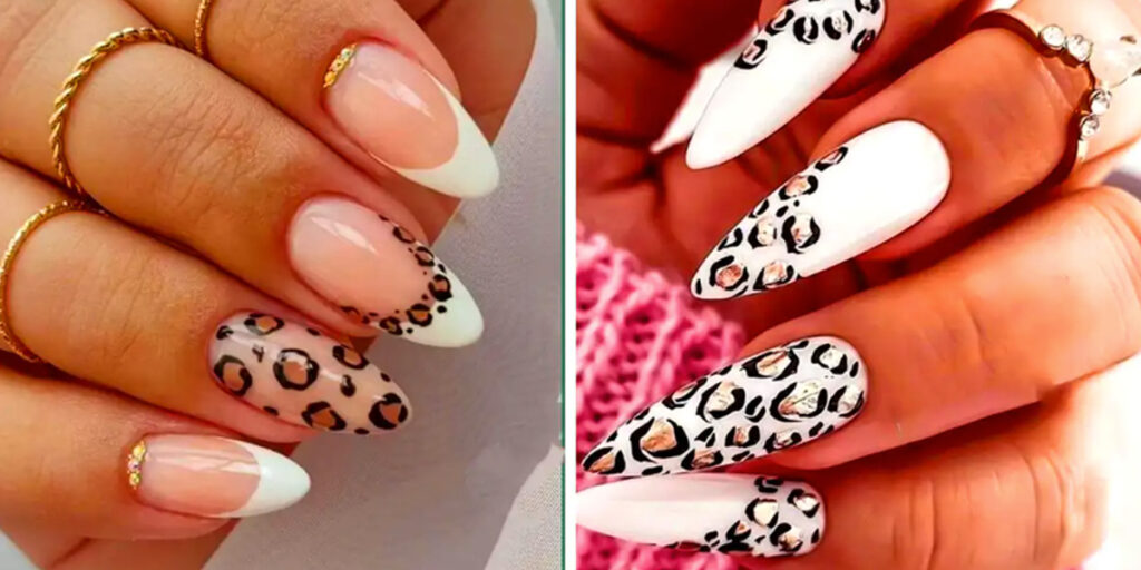 ایده طراحی ناخن پلنگی سفید