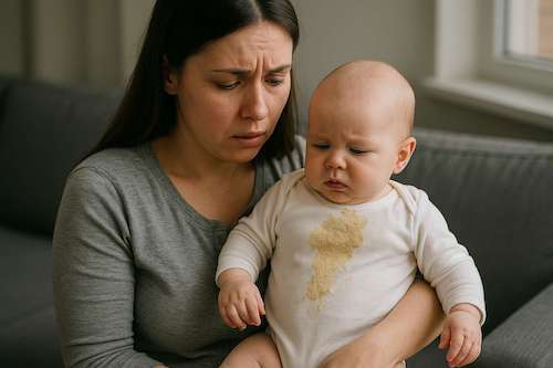 پاک کردن لکه استفراغ از روی لباس نوزاد