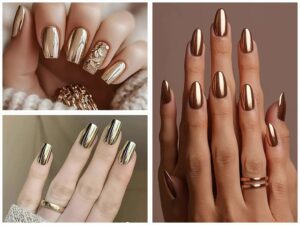 ۱۵ مدل ناخن کروم طلایی که استایلتان را چند برابر لوکس‌تر می‌کنند!