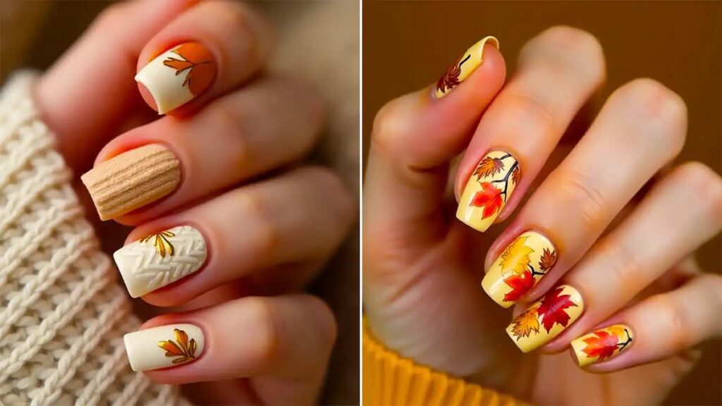 ۱۴ مدل طرح ناخن با الهام از برگ‌های پاییز که جلوه‌ای خاص به دستانتان می‌دهند