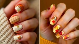 ۱۴ مدل طرح ناخن با الهام از برگ‌های پاییز که جلوه‌ای خاص به دستانتان می‌دهند