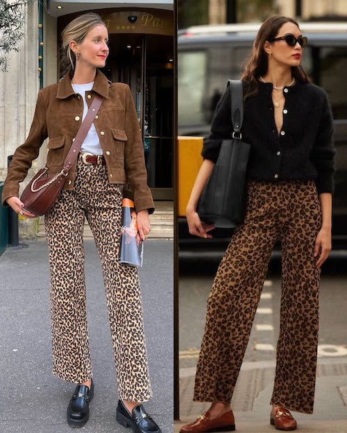 شلوار پلنگی در استایل پاییزی