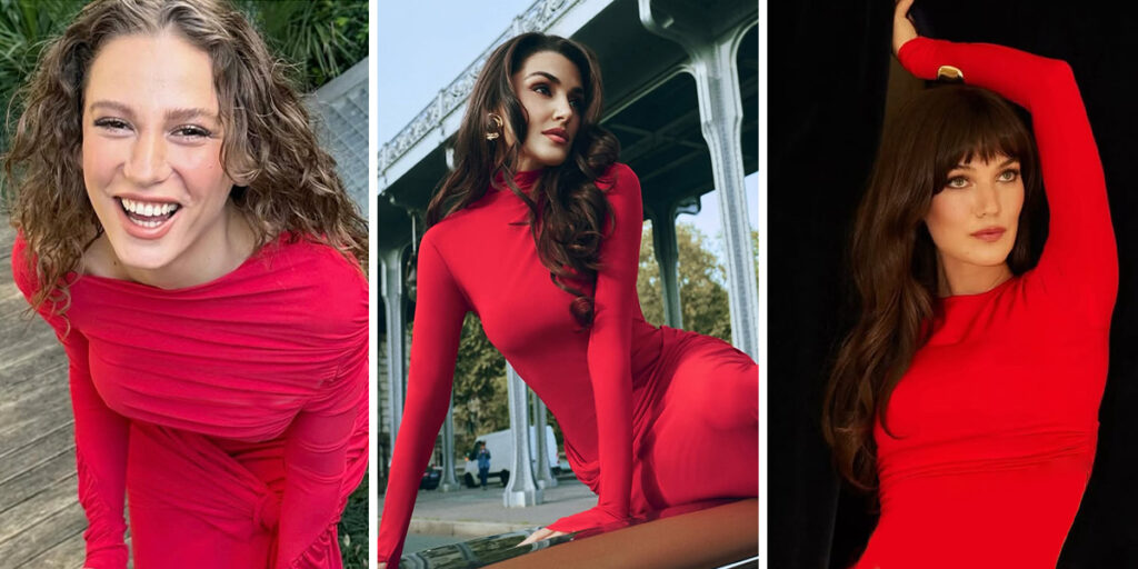 قرمز به سبک شیک‌ترین ستاره‌های ترک؛ از این ۱۴ لباس آتشین بازیگران ترک الگو بگیرید
