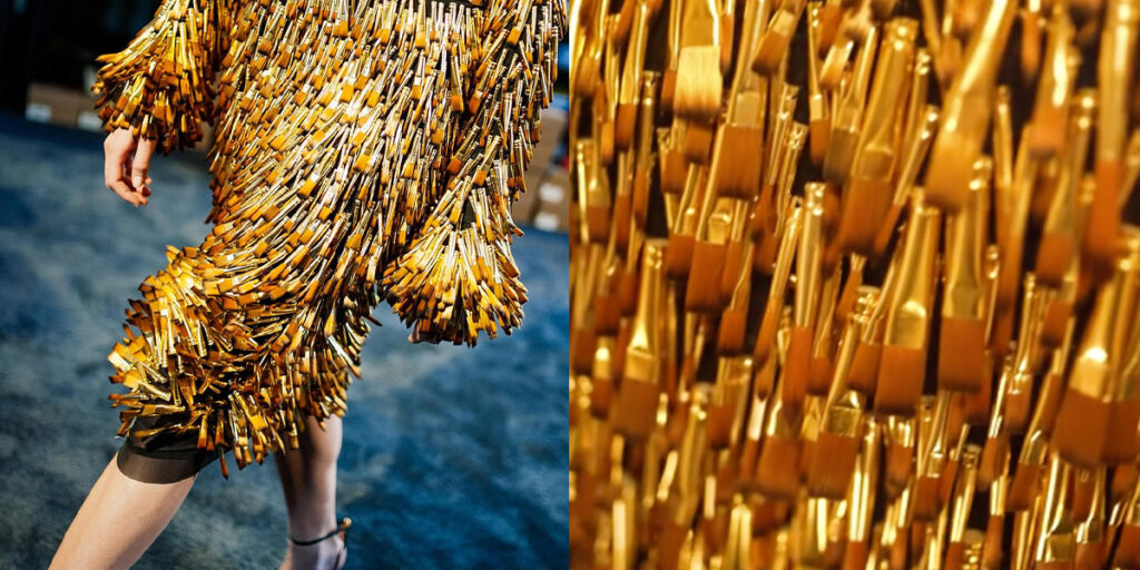 طراحی خلاقانه یک لباس با قلم‌مو حاضران هفته مد را در بهت فرو برد!