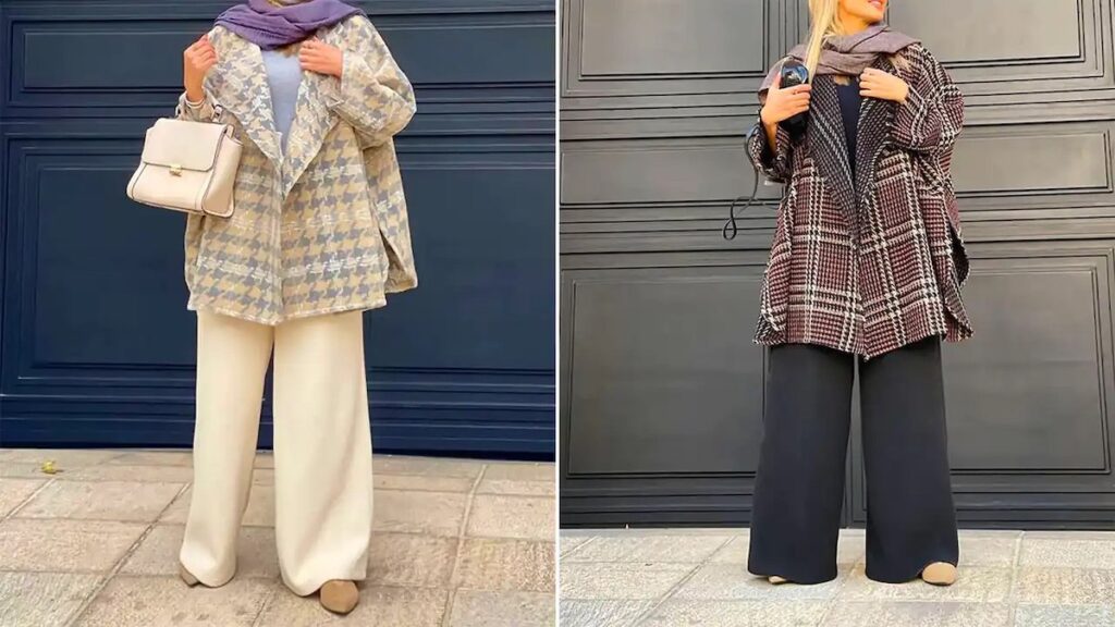 مانتو ضخیم چهارخانه پاییزی