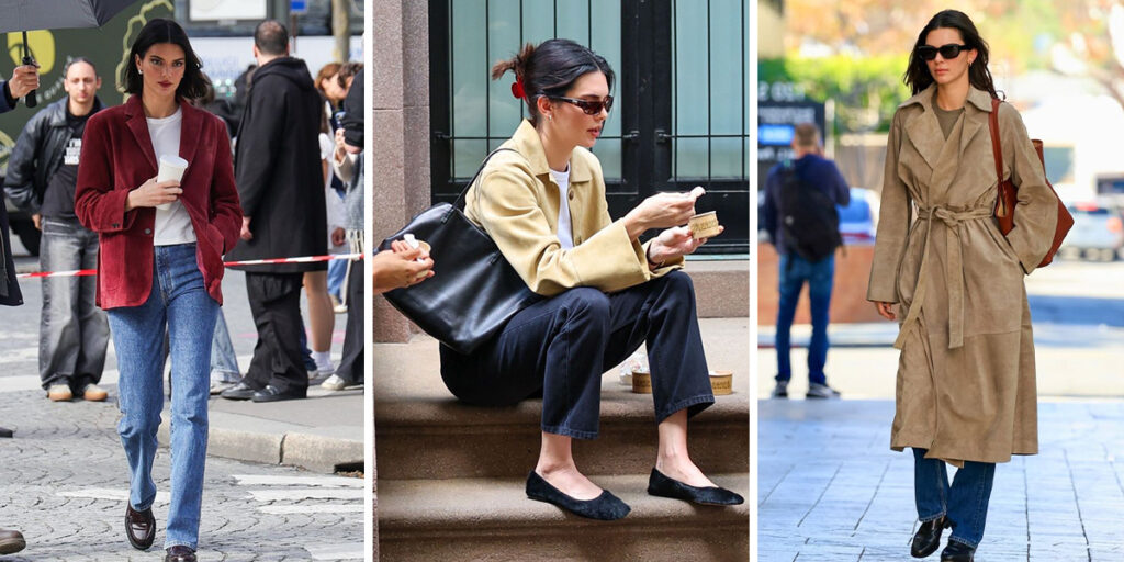 استایلهای پاییز و زمستان کندال جنر با شلوار جین