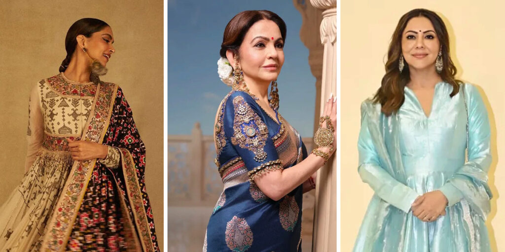 هندی‌ها در یک مراسم جمع شدند و رنگ و طرح ساری‌هایشان را به رخ کشیدند