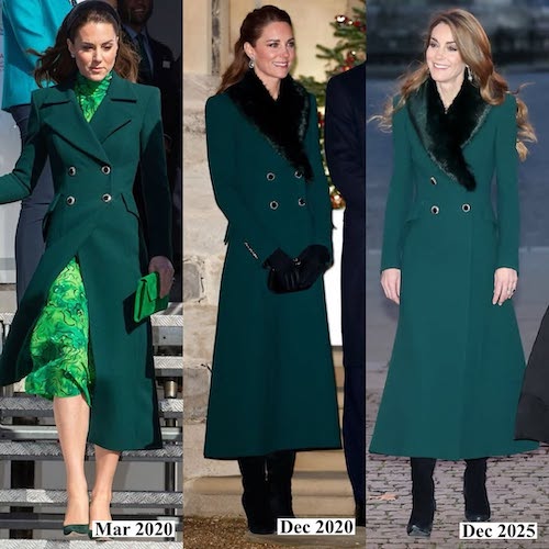 پالتوی سبز رنگ کیت میدلتون